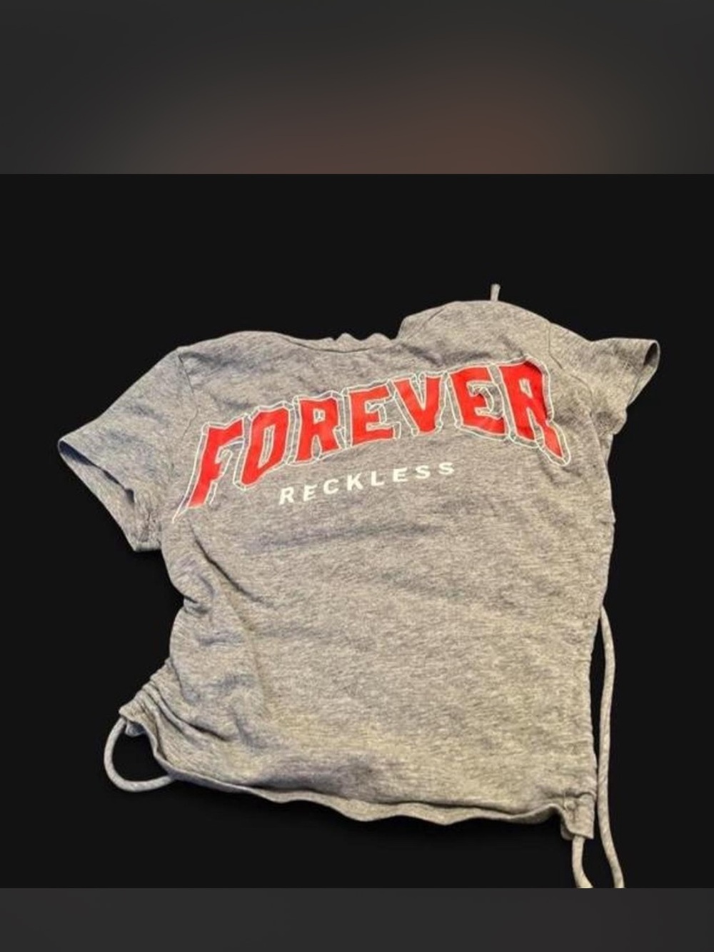 Fashion Nova Grey 'Forever' Graphic Tee with Red Lettering